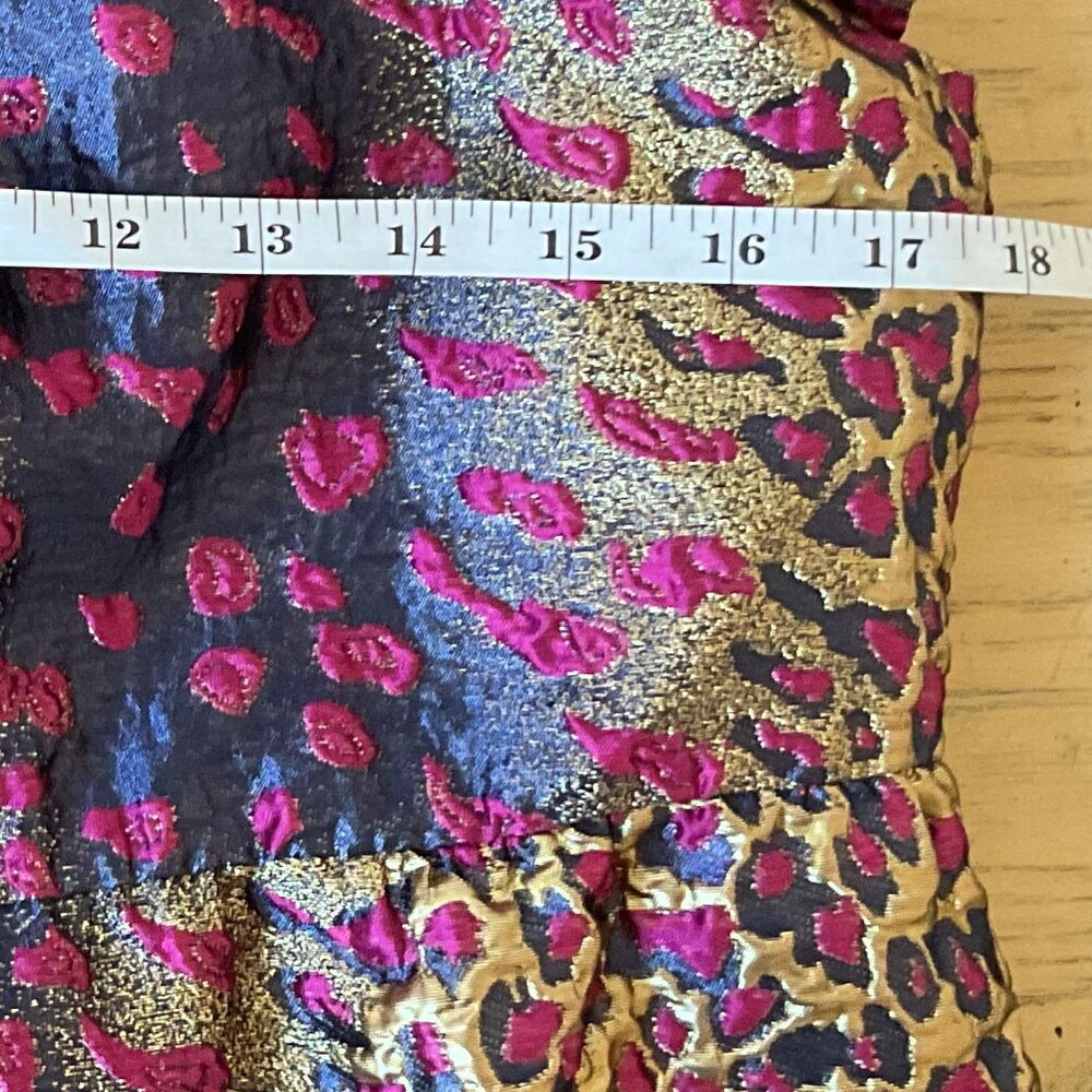 NWOT! THML Metallic Textured Wildcat Mini Dress Pink Gold Flutter Sleeve Small - Picture 15 of 16